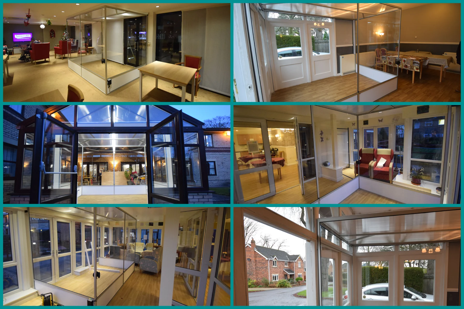 indoor care home pods collage
