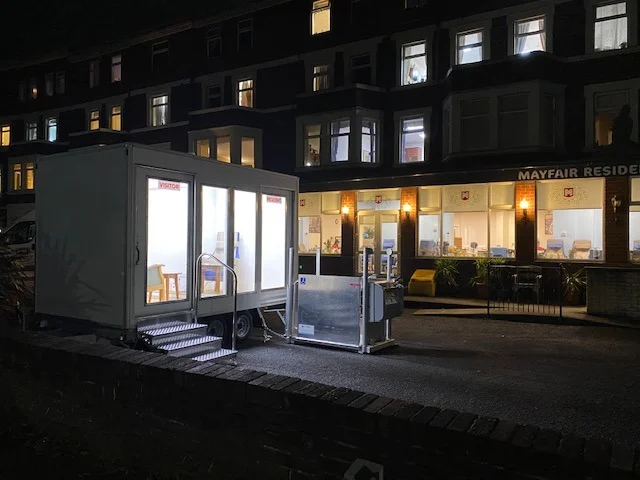care home visiting pod trailer Morecambe