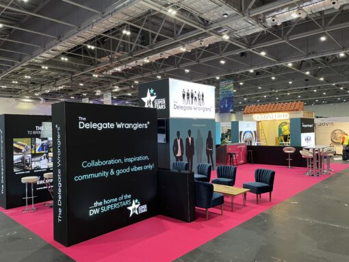 The Delegate Wranglers indoor tensions fabric graphic stand produced by Showplace