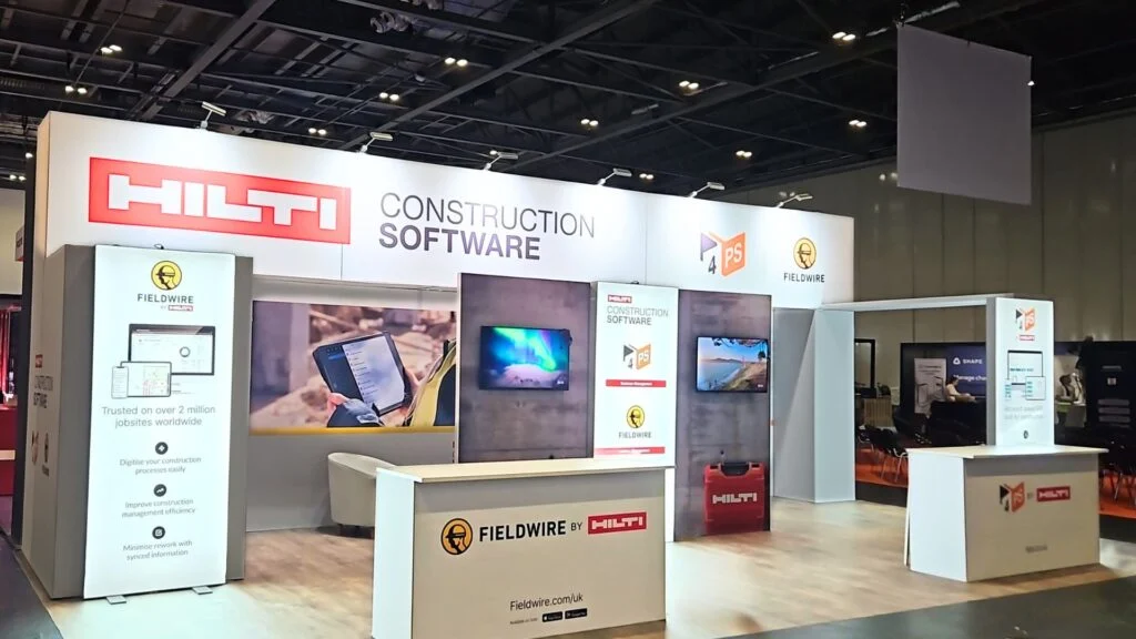 Hilti and Fieldwire construction software trade show booth.